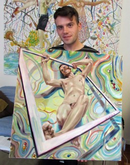 model and painting, Reframing 12 by Claudio Bindella